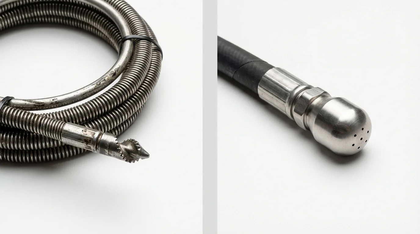Drain snake cable and hydro jetting nozzle used for drain cleaning in Fort Gaines, GA