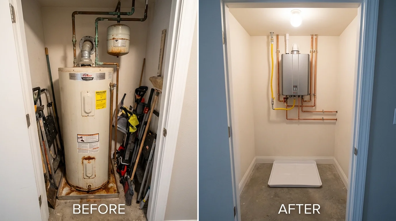 Tank water heater versus wall-mounted tankless unit comparison for Fort Gaines, GA homeowners