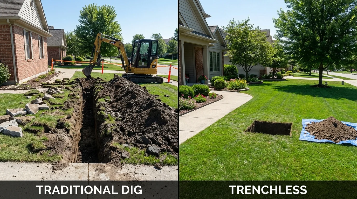 Trenchless sewer repair with minimal yard damage versus traditional excavation in Fort Gaines, GA